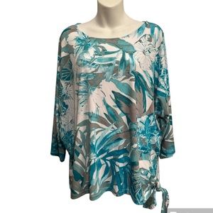 Chico’s easy Wear Aqua tie Top.  Chico’s Size 3 or XL